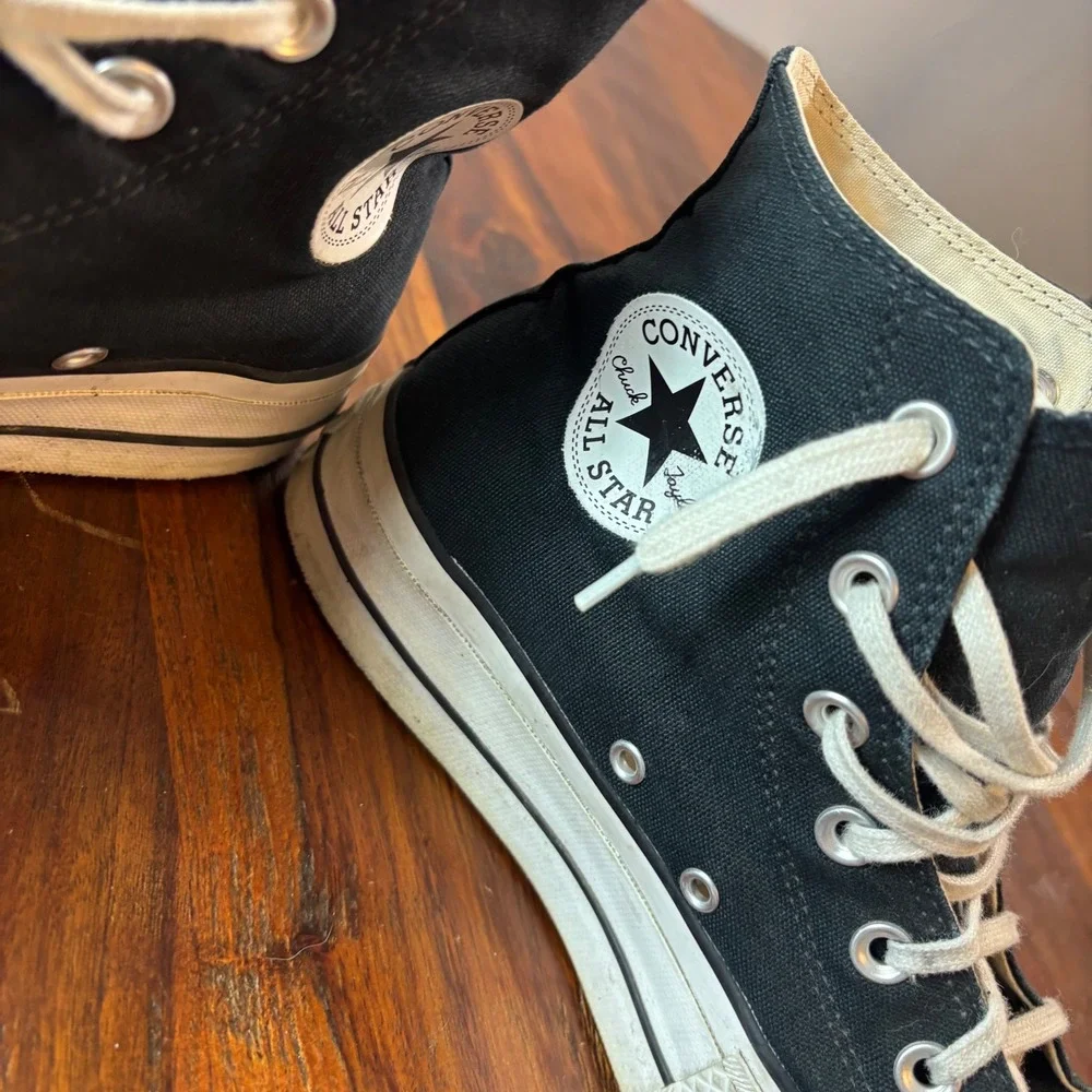 Converse Chuck Taylor All Star Platform High Top Black Canvas Sneakers Shoes